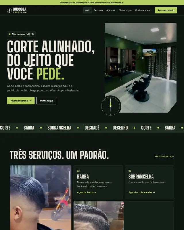 Bússola Barbearia, primeira tela
