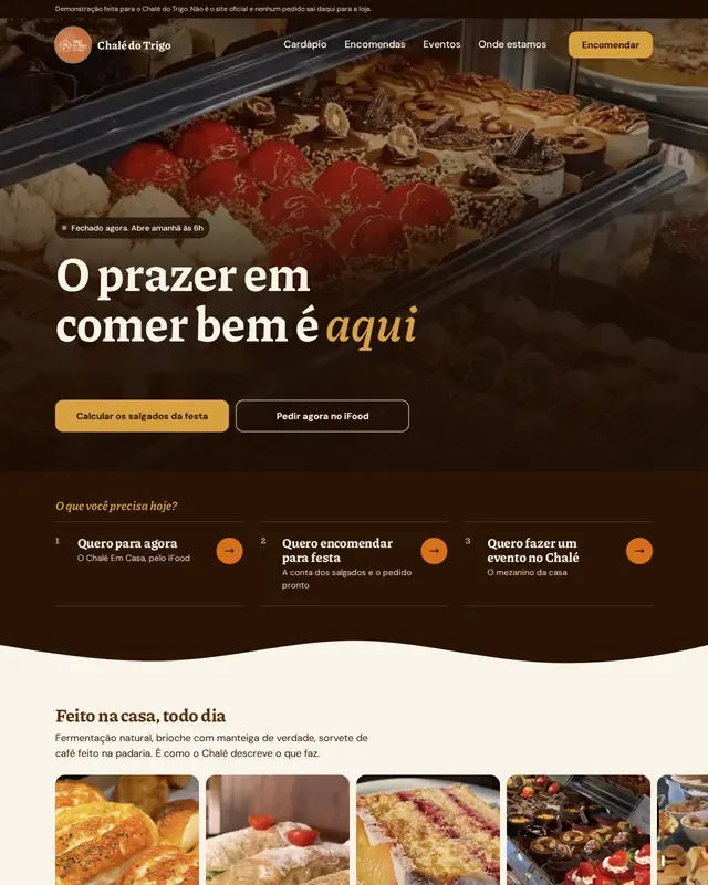Chalé do Trigo: Visualização da demonstração, editada para esta vitrine. Alguns textos e identificações foram omitidos.