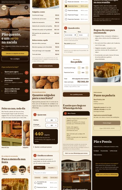 Tela de celular do site Pão e Poesia